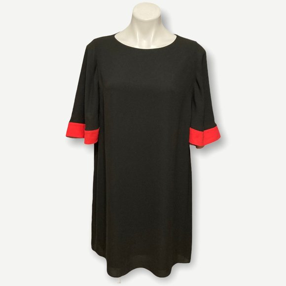 BCBGMAXAZRIA Medium Philippo Black Red Cuffs Mini Dress - Picture 2 of 8